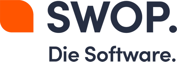 Logo und Verlinkung zu SWOP. Die Software.
